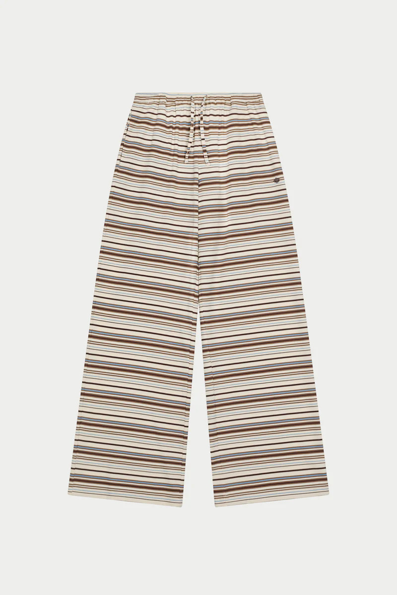 STRIPE WIDE LEG TROUSERS - BEIGE | The Couture Club