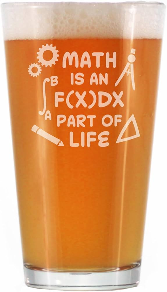 Math is an Integral Part of Life - Pint Glass for Beer - Funny Math Nerd or Teacher Gifts for Wom... | Amazon (US)