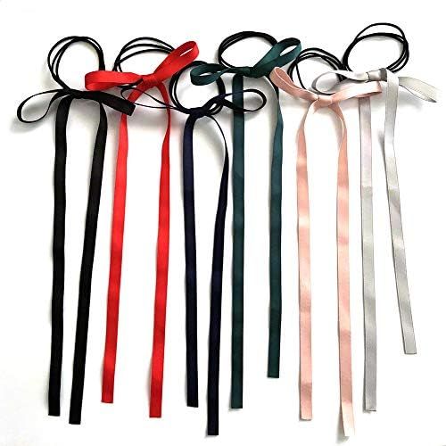 6 Pieces Bow Hair Ties, Long Silk Ribbon Hair Bands | Amazon (US)