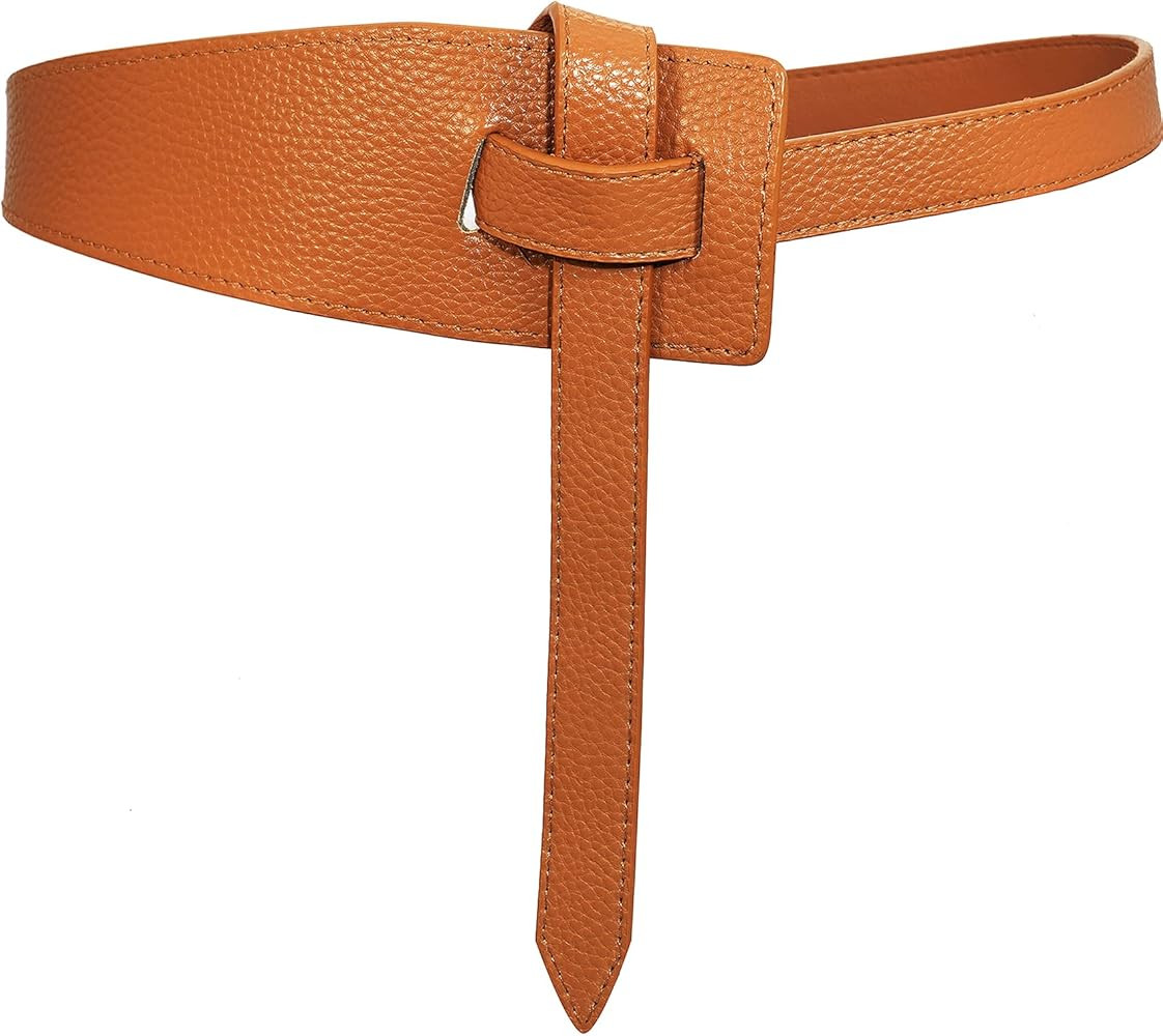 Glamorstar Women Leather Belts Vintage Irregular Waist Belt for Dresses Tie Knot Waistband Belt | Amazon (US)