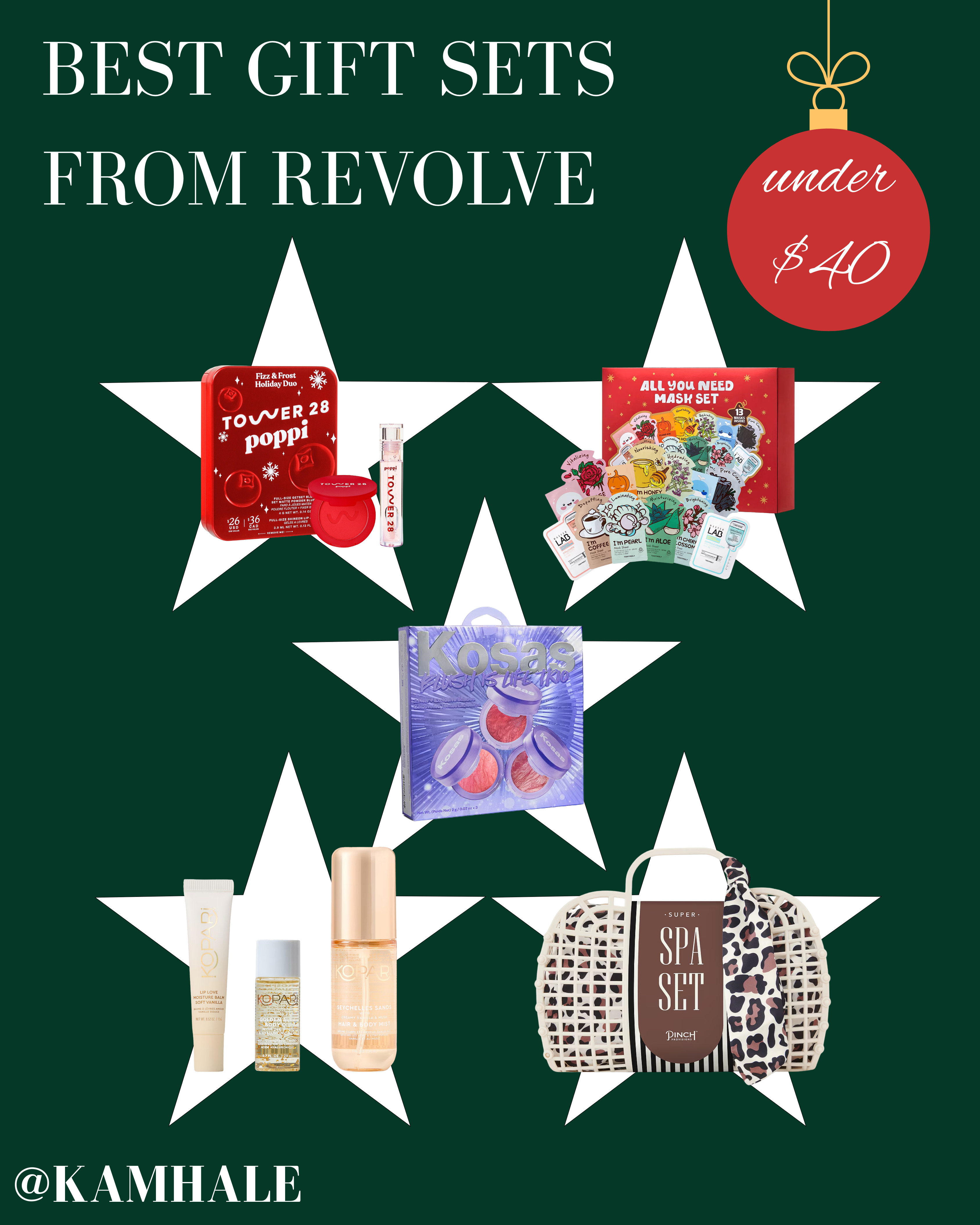 BEST HOLIDAY BEAUTY GIFT SETS FROM REVOLVE - UNDER $40!

Revolve just dropped their new beauty gift sets for Christmas and they are GOOOOOD! Here's a few of my faves, $40 and under too 👀

Tower 28 x Poppi Fizz + Frost Blush Lip Kit - such a cute duo! Two full-size items (a gorgeous, wearable & universal warm red blush and clear gloss with the iconic flavor of Poppi's Cranberry Fizz soda) for a steal of a deal at $26 ($38 value!)

TONYMOLY All You Need Mask Set - comes with 13 best-selling masks for all skin concerns, coming out to less than $2 each! Give the whole set, or break it up for wallet-friendly stocking stuffers.

Kosas Blush is Life Trio - I purchased this  set last year and I LOVE it! three gorgeous, blendable and layerable blushes in perfect sizes for your purse makeup bag or travel! 

Kopari Sunkissed Vanilla Body & Lip Kit -  such an awesome travel trio! Comes with the Lip Love Moisture Balm in Soft Vanilla, Seychelles Sands Hair & Body Mist, and the Golden Aura Body Oil (with 24kt gold!)

Pinch Provisions Super Spa Set - I am OBSESSED with this set and will be purchasing for myself 🙈 Here's a breakdown of everything included, it's such a great deal for literally *everything* you need for the perfect self-care day: full-size ice roller, silky sleep mask, gua sha, exfoliating mitt, acetate hair clip, lavender shower steamer, scalp massager, and silky scrunchie (also linked another cutie colorway, too!) 

 #LTKGiftGuide #LTKHoliday #LTKBeauty