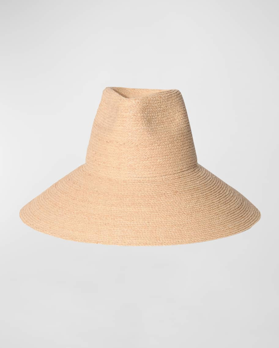 Janessa Leone Tinsley Packable Raffia Wide-Brim Hat | Neiman Marcus