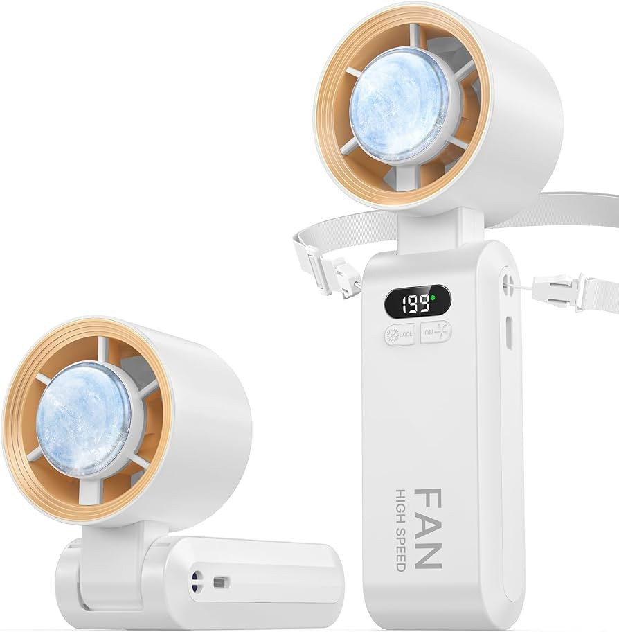 Handheld Portable Turbo Fan with Ice Cooler, Speed (1-199) 5500mAh Rechargeable Personal Fan,[20H... | Amazon (US)