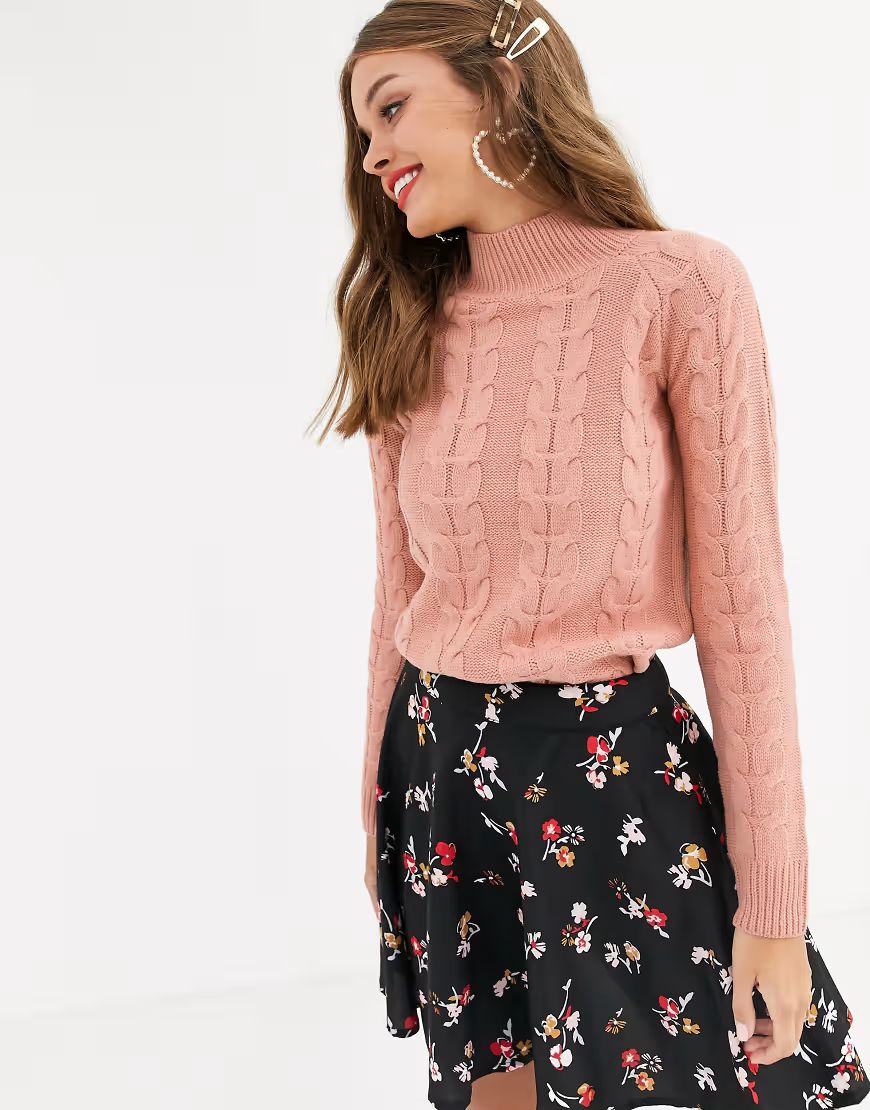 Lipsy chunky knit sweater in coral-Pink | ASOS (Global)