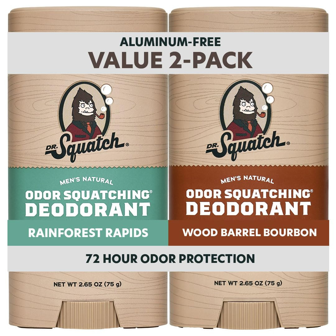 Dr. Squatch Natural Men’s Deodorant – Aluminum Free Natural Deodorant Men with Charcoal & Pos... | Amazon (US)