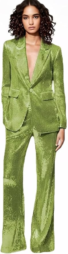 Women's Sequined Fashion Suit Set One Button 2 Piece Wedding Tuxedos Blazer Pants Prom Party Outf... | Amazon (US)