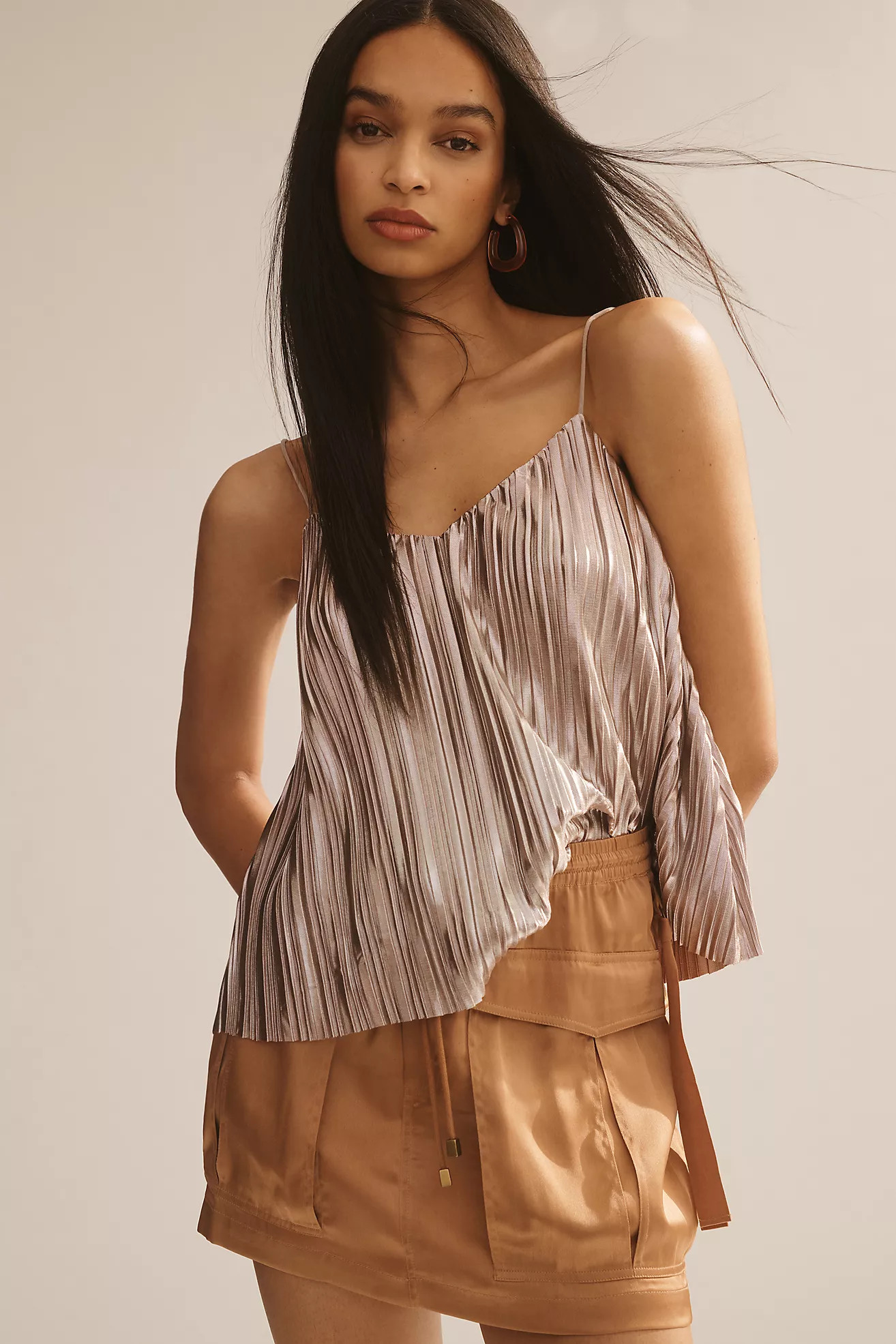 4SI3NNA Metallic Pleated Cami | Anthropologie (US)