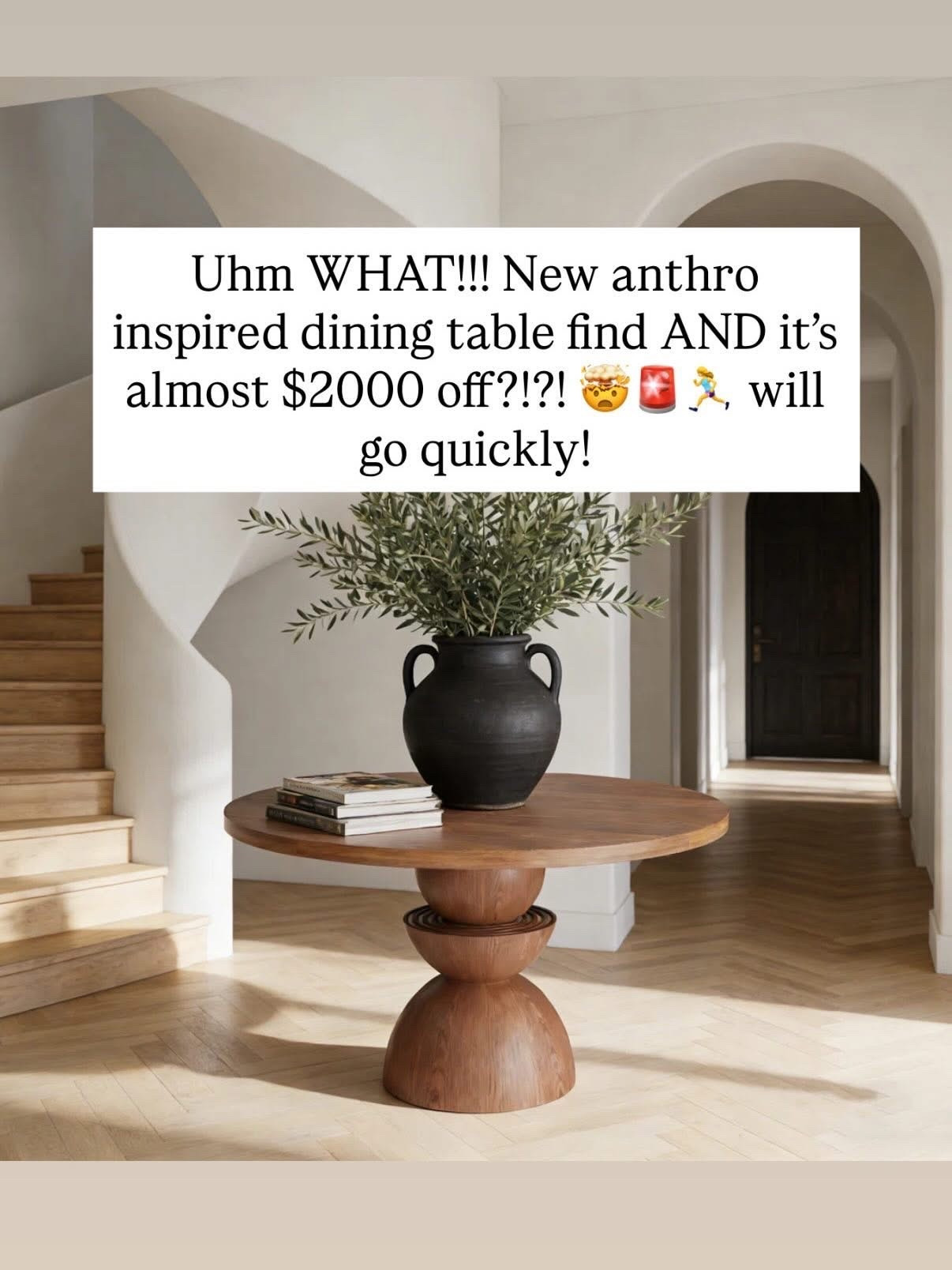 How stunning is this anthro vibes dining table!! Best sale / price I’ve ever seen for this shape!!