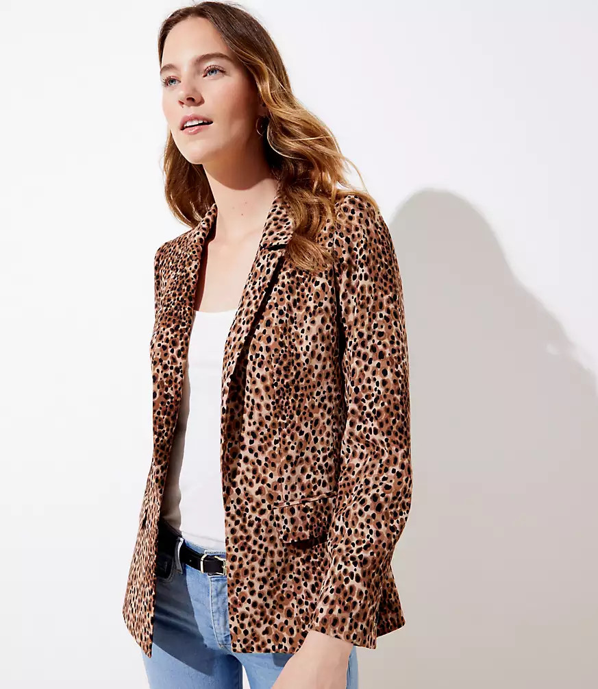 Leopard Print Open Blazer | LOFT