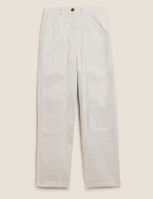 Cotton Rich Relaxed Straight Trousers | M&S Collection | M&S | Marks & Spencer (UK)