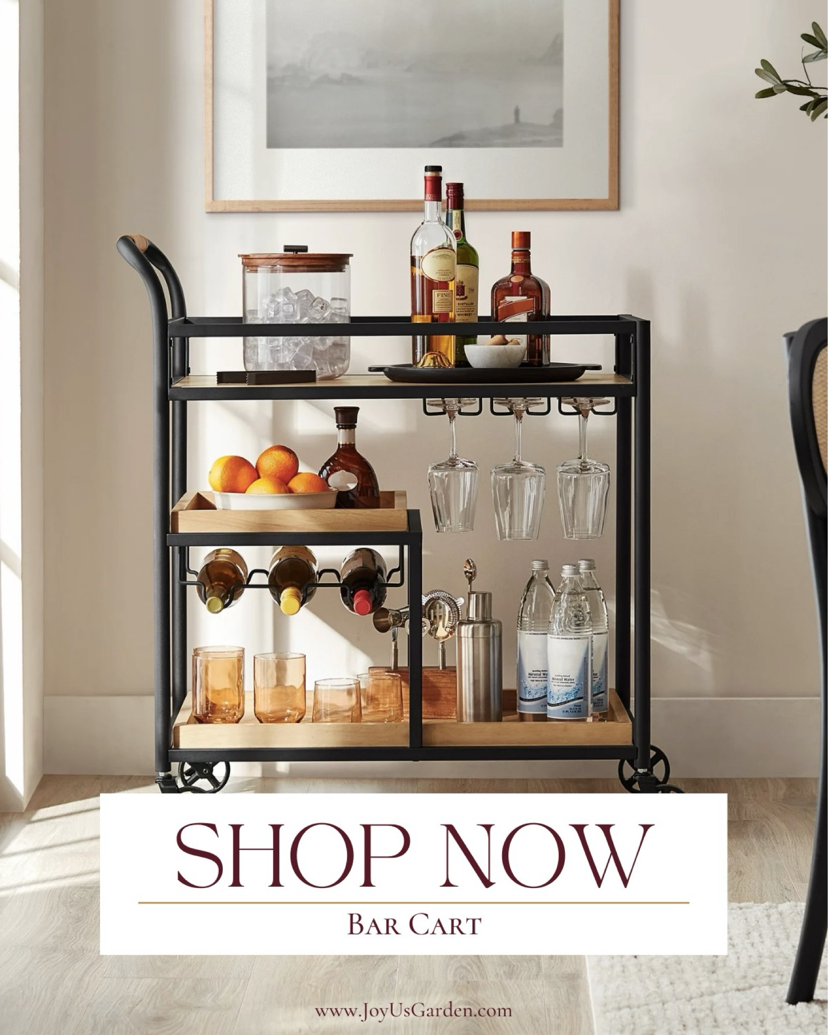 Looking for something stylish for your bar, check out this bar cart on wheels. #BarCart #Party #HomeDecor

#LTKover40 #LTKhome #LTKparties