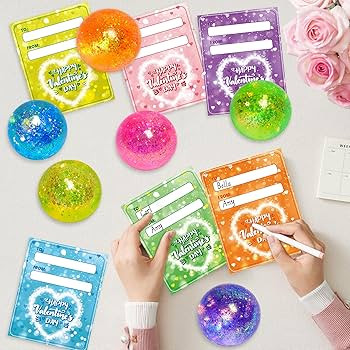 24 Packs Kids Valentines Day Cards with Stress Ball, Stress Relief Valentines Squishies Toy Valen... | Amazon (US)