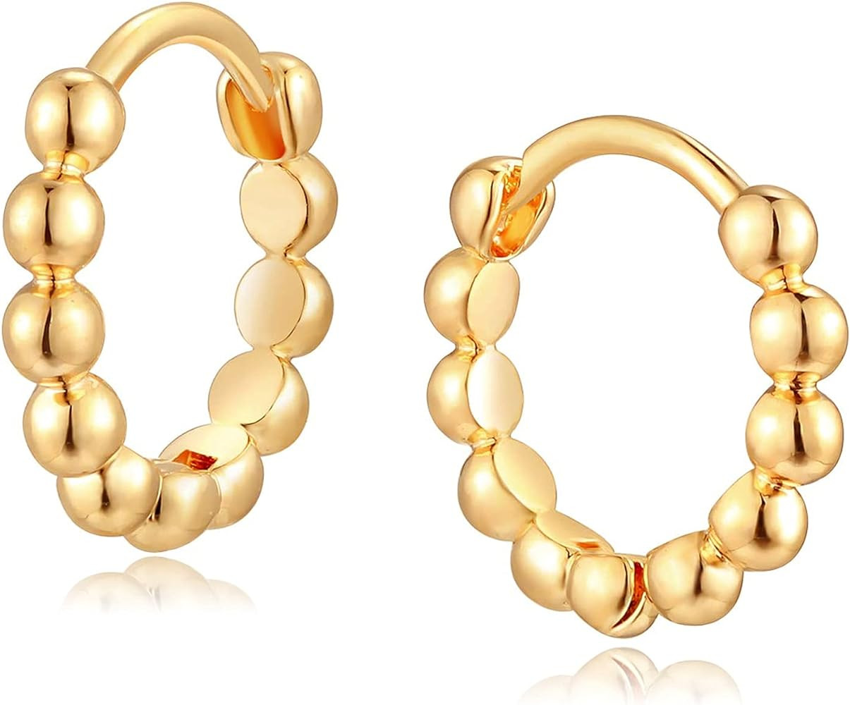 WEARON 14K Gold Plated Huggie Earrings for Women Personality Simplicity Twisted Chain Hoop Earrin... | Amazon (US)