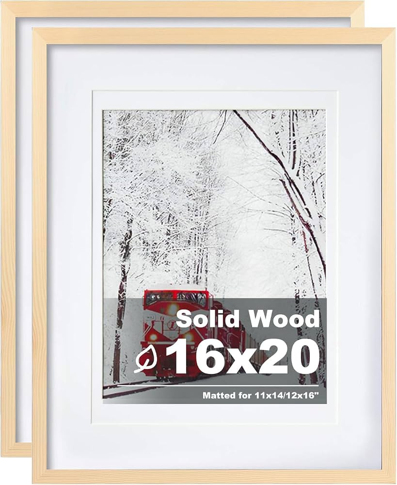 Egofine 16x20 Poster Frame Set of 2 Solid Wood Frame with Plexiglass Matted for 11x14/12x16 for W... | Amazon (US)