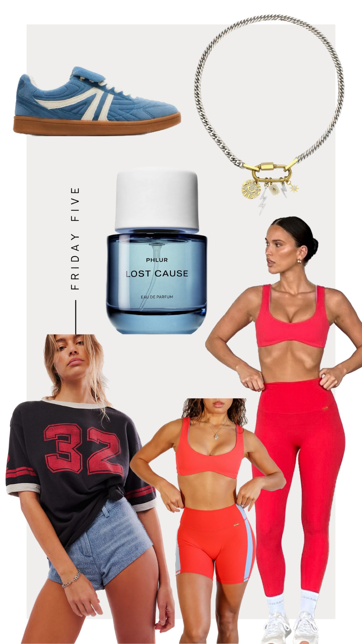 Friday Five: Shop My Wishlist
-
1. Steve Madden Madrid Sneakers in Blue
2. Free People Varsity Tee 
3. Phlur “Lost Cause” Perfume
4. Cleo Harper Strike Collection 
5. Artizan Joyeria Charm Necklace 



#LTKShoeCrush #LTKFitness #LTKBeauty