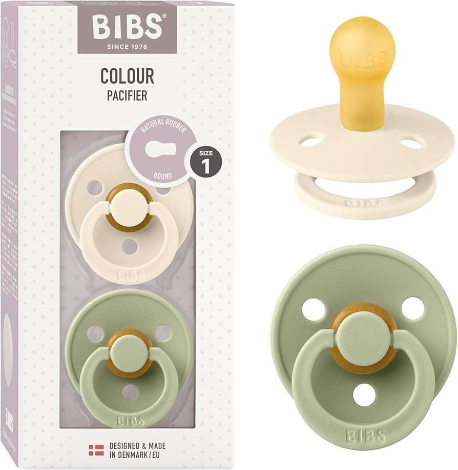 BIBS Pacifiers | Natural Rubber Baby Pacifier | Set of 2 BPA-Free Soothers | Made in Denmark | Sa... | Amazon (US)