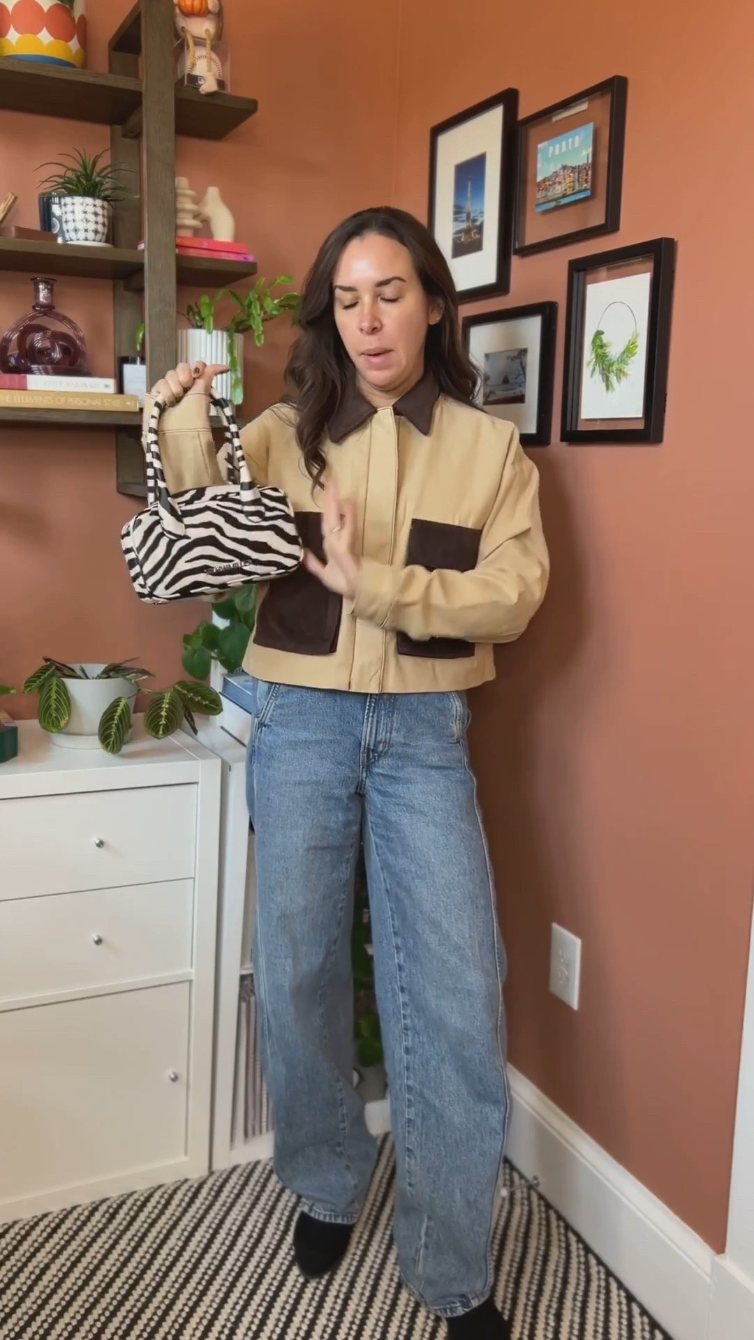 Cropped chore jacket and a fun bag are the perfect pop for a fun fall look. 

Rent the runway. Hudson jeans. Chore jacket. Brown jacket. Boots. Simon miller. Zebra print. Casual style. Apiece apart. Cropped jacket. Casual style. 

#LTKStyleTip #LTKSaleAlert