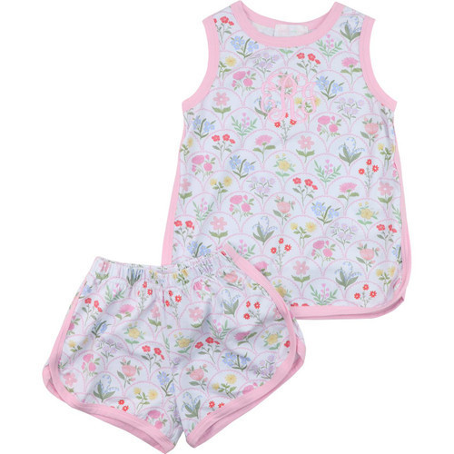 Pink Garden Print Knit Short Set | Cecil and Lou
