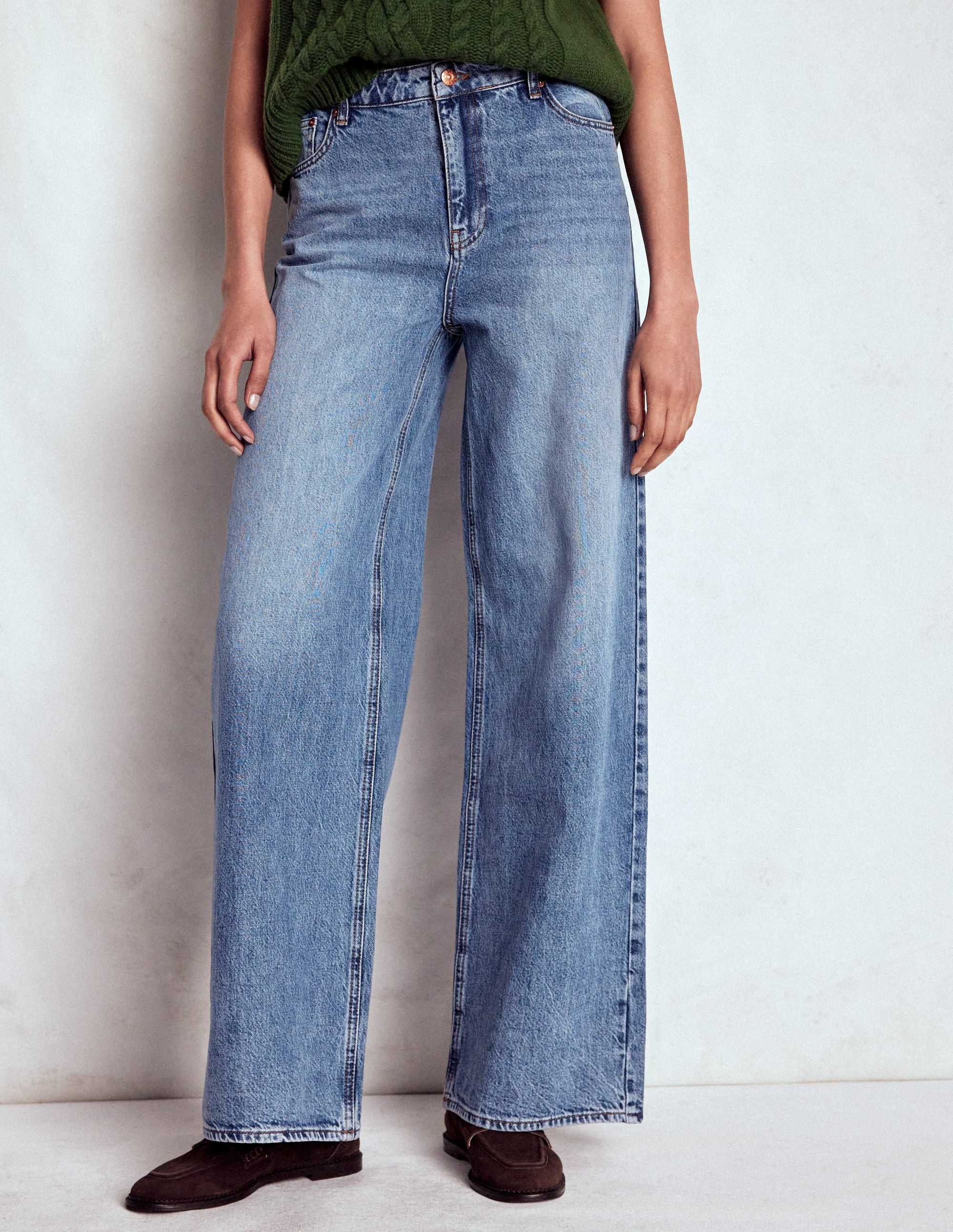 Relaxed Wide Leg Jeans-Mid Vintage | Boden (US)