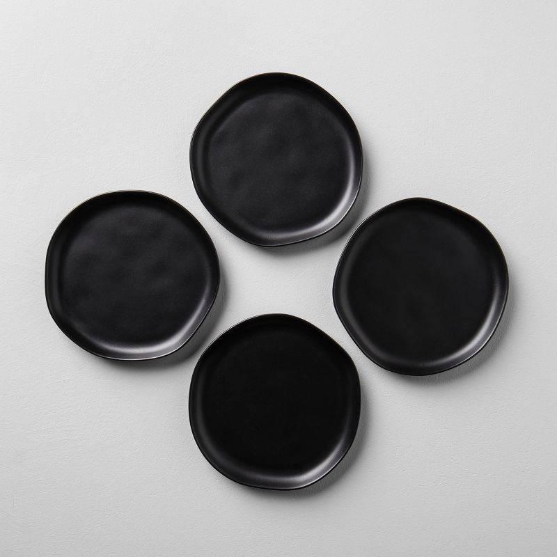 4pk Stoneware Salad Plate Black - Hearth & Hand&#8482; with Magnolia | Target