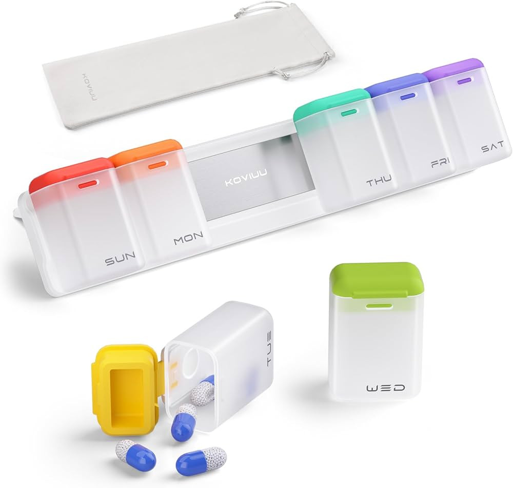 Weekly Pill Organizer Magnetic, Removable Pill Box 7 Day 1 Time a Day, Large Pill Case Travel, We... | Amazon (US)