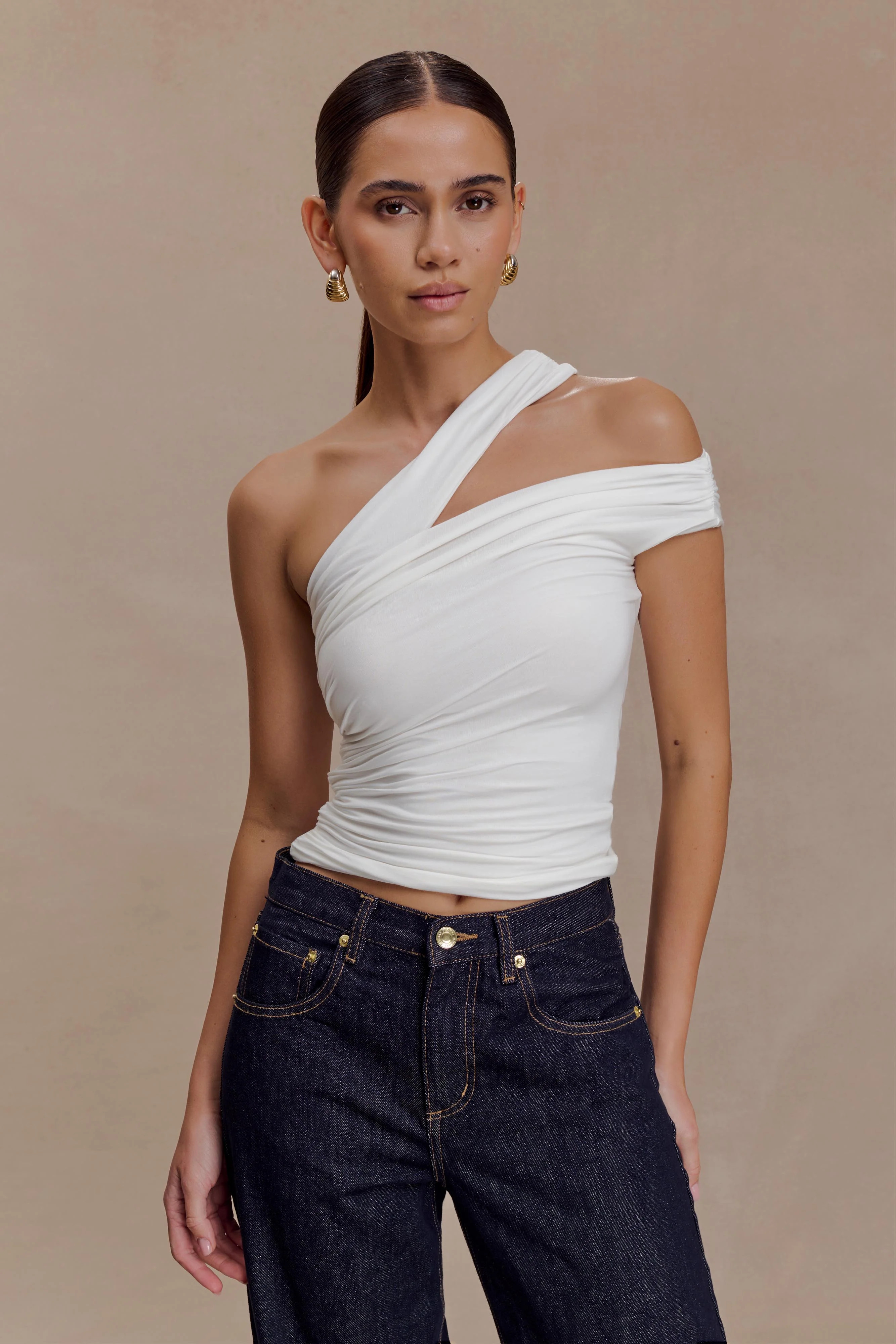 Anna One Shoulder Modal Top - White | Meshki (APAC)