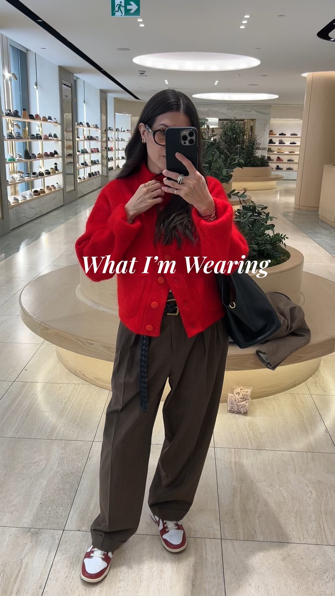 Winter outfit idea: Sezane Thais cardigan (XS), LilySilk Trousers, Nike sneakers and Fabrique tote bag  

#LTKwinter #LTKstyletip #LTKshoes