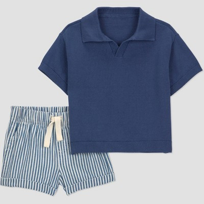 Carter's Just One You® Baby Boys' 2pc Sweater Top and Shorts Set - Navy Blue 9M | Target