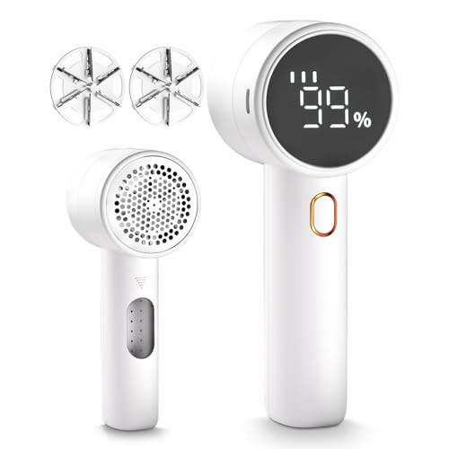 Fabric Shaver, Lint Remover Rechargeable, Electric Portable Sweater Defuzzer with 3 Speeds, 6 Leaf Blades, Digital LED Display to Remove Pilling for Clothes, Furniture, Sweater, Couch, Blanket | Amazon (US)