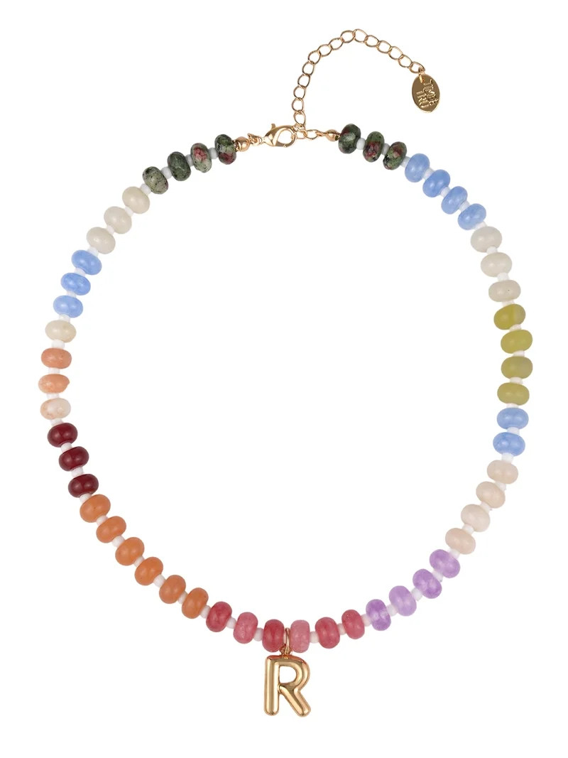 Time and Tru Goldtone Multicolored Bead Initial "R" Necklace | Walmart (US)