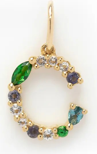 Solid 9K Gold & Semiprecious Stone Initial Charm | Nordstrom