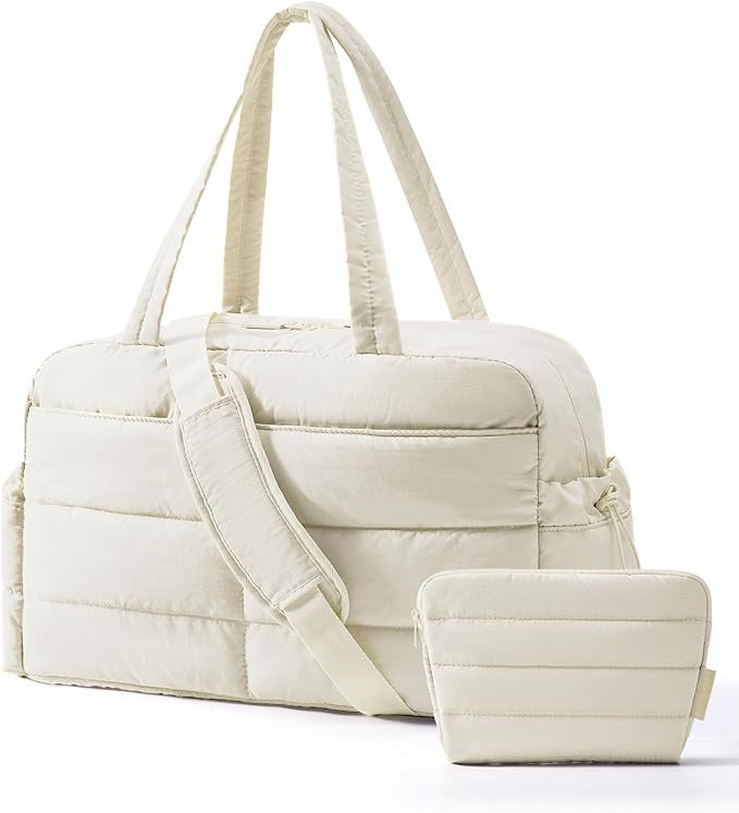 BAGSMART Gym Bag for Women, Lightweight Puffer Duffle Bag 2-PC Travel Bag, 31L Weekender Overnigh... | Amazon (US)