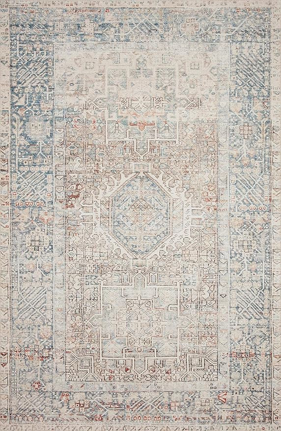 Chris Loves Julia x Loloi Jules JUL-07 Natural / Ocean Oriental Area Rug 7'-6" x 9'-6" | Amazon (US)