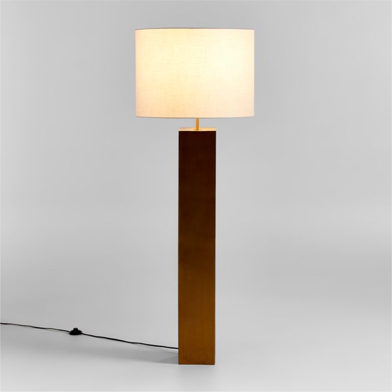Folie Brass Square Floor Lamp with Drum Shade + Reviews | Crate & Barrel | Crate & Barrel