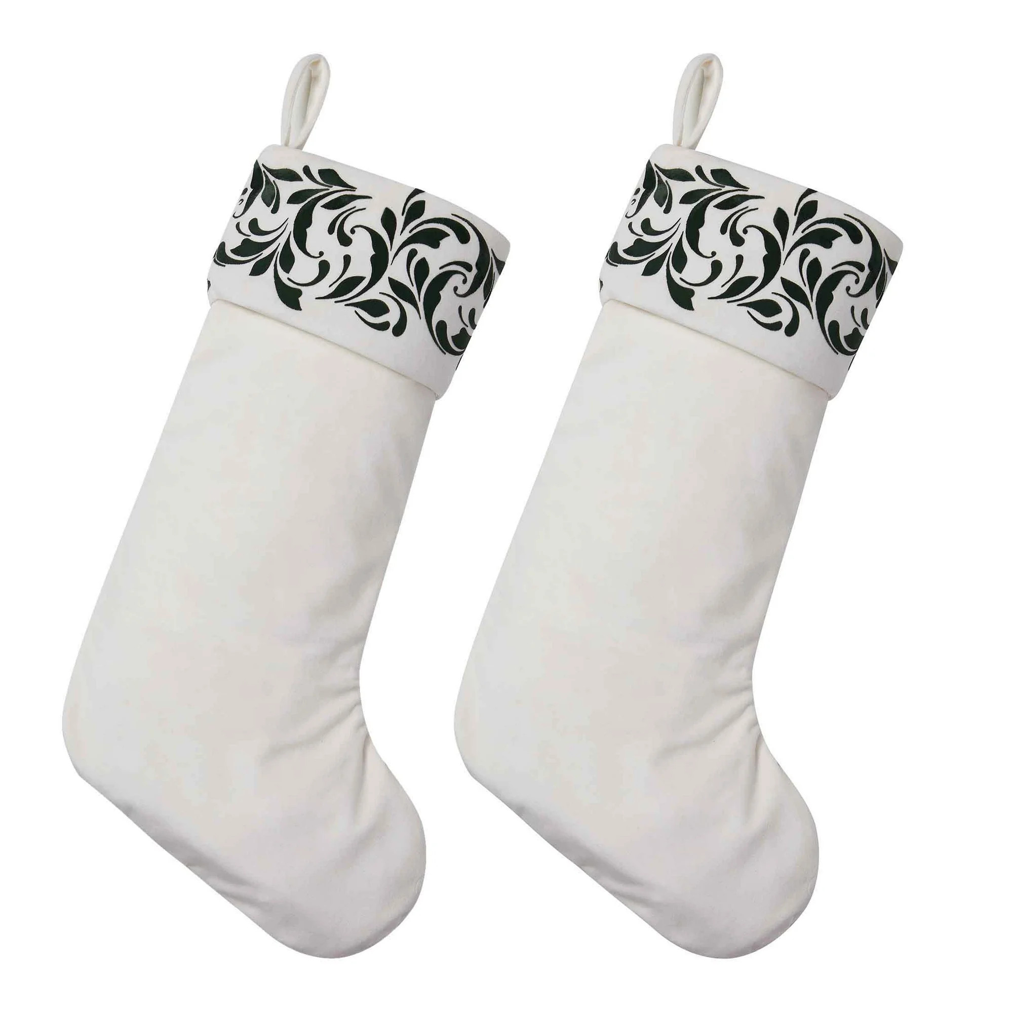 My Texas House Natalie Green Flocked Velvet Christmas Stockings, 20" x 10" (2 Count) - Walmart.co... | Walmart (US)