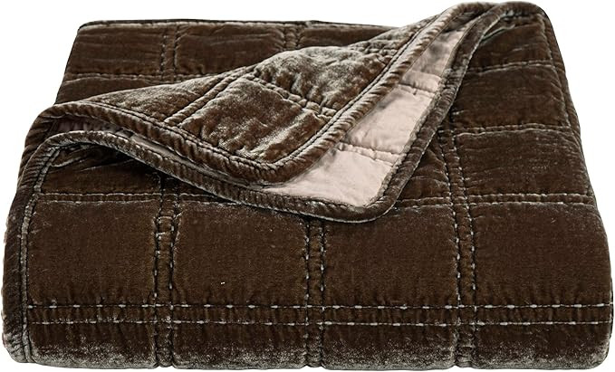 HiEnd Accents Stella Faux Silk Velvet Throw Blanket Green Ochre 50x60 inch | Amazon (US)