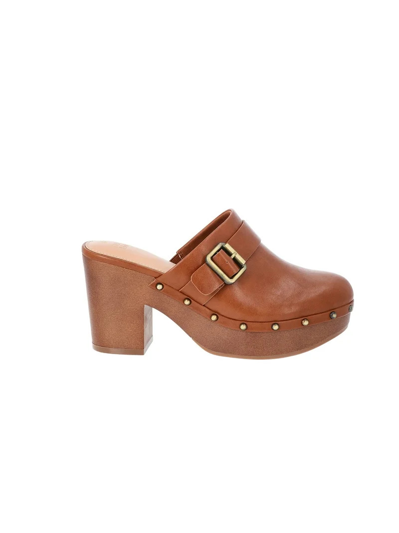 Time and Tru Women's Faux Leather Heeled Clogs | Walmart (US)