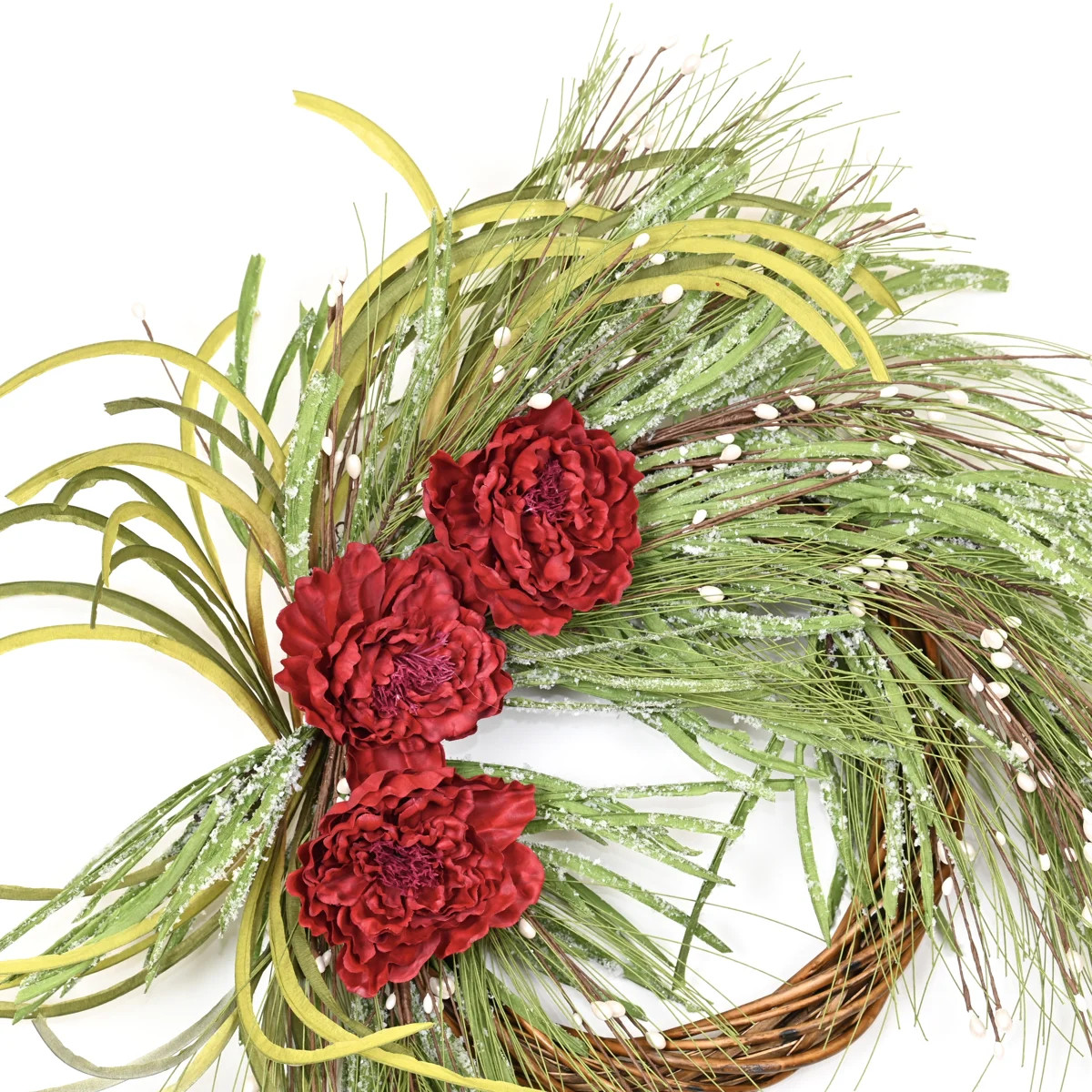 28" Winter Christmas Berry Peony Front Door Wreath | Wayfair North America