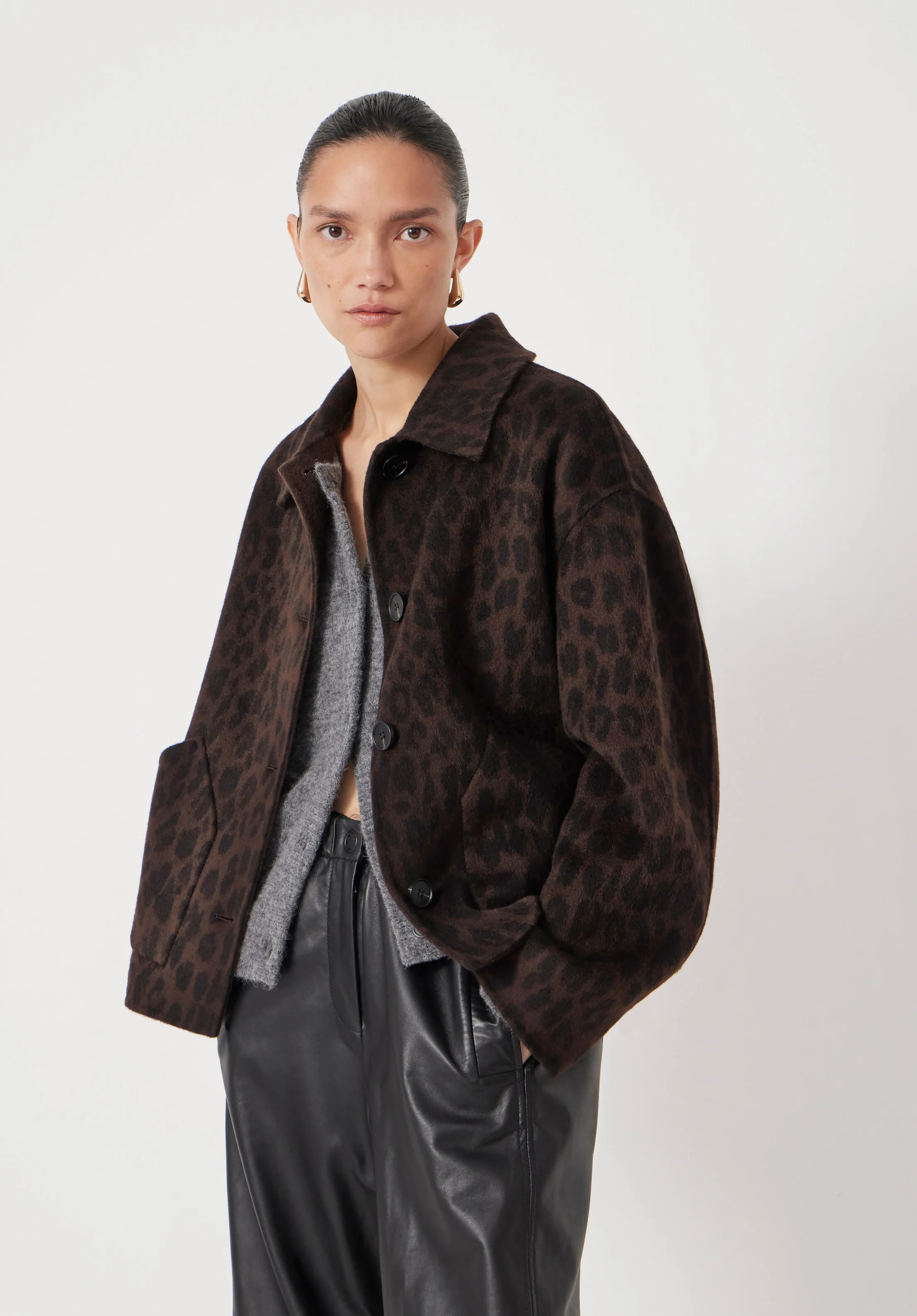 Pure Wool Leopard Double Faced Jacket | Hush UK
