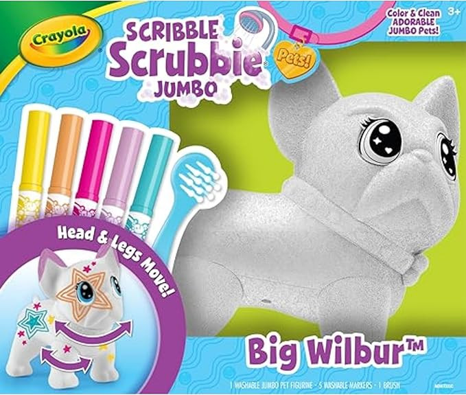 Crayola Scribble Scrubbie Jumbo Pet - Wilbur (6in), Customizable Dog Toy for Kids, Washable Anima... | Amazon (US)