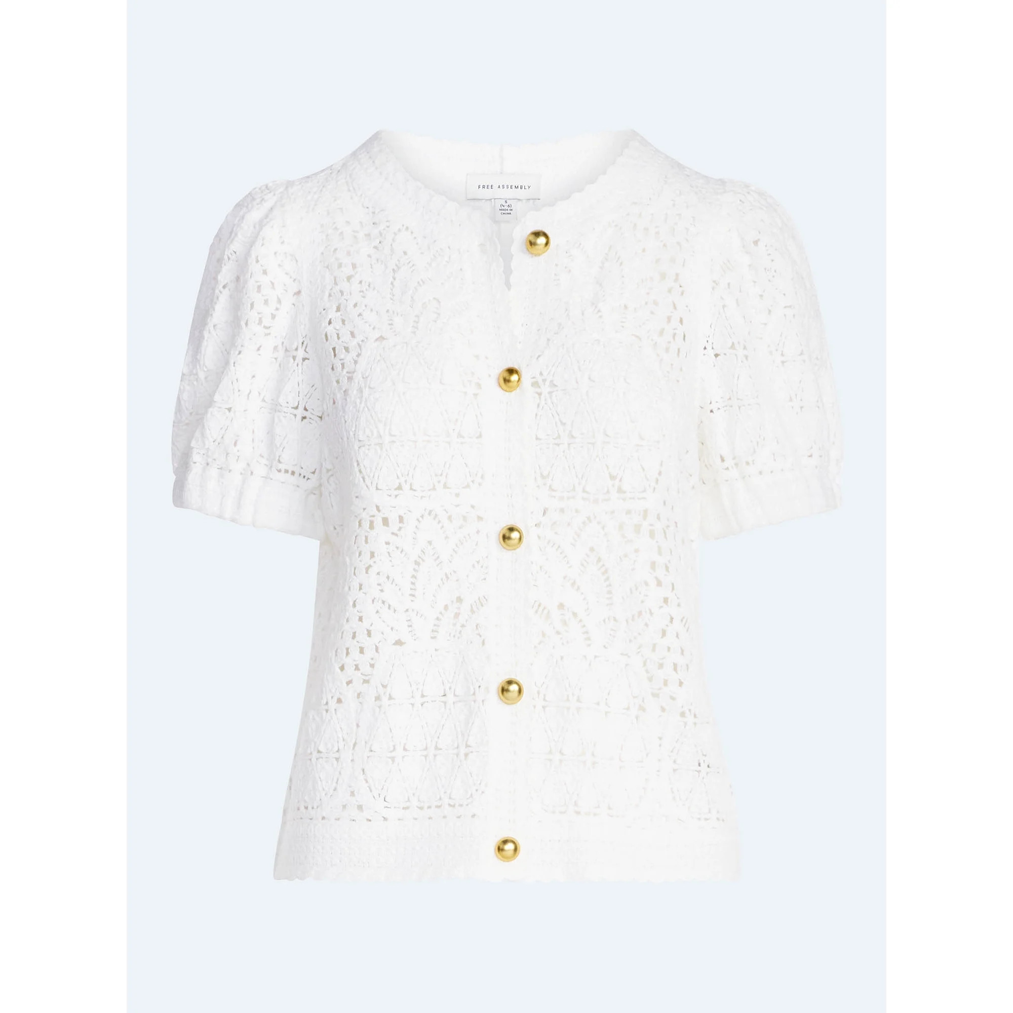Free Assembly Women's and Women's Plus Pineapple Cardigan Sweater with Short Puff Sleeves, Lightw... | Walmart (US)