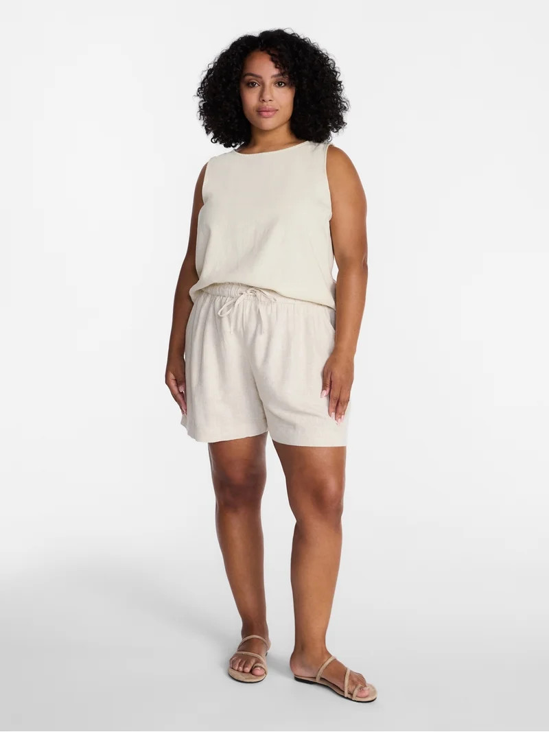 Time and Tru Women's Linen Blend Shorts, Sizes XS-XXXL | Walmart (US)