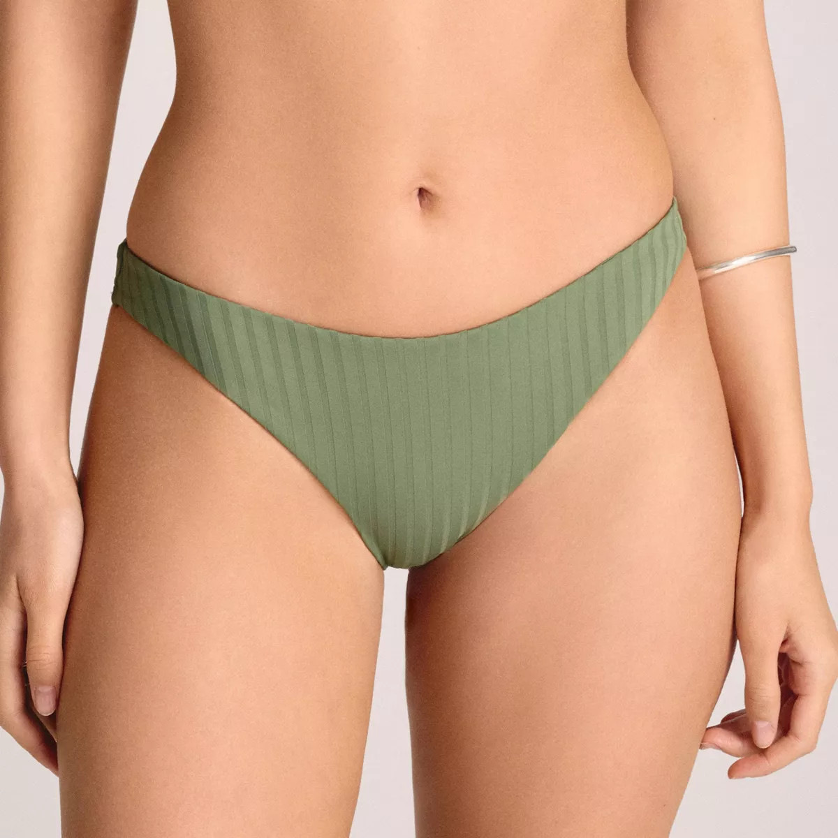 Vitamin A Women's Ribbed Classic Coverage Bikini Bottom - Green | Target