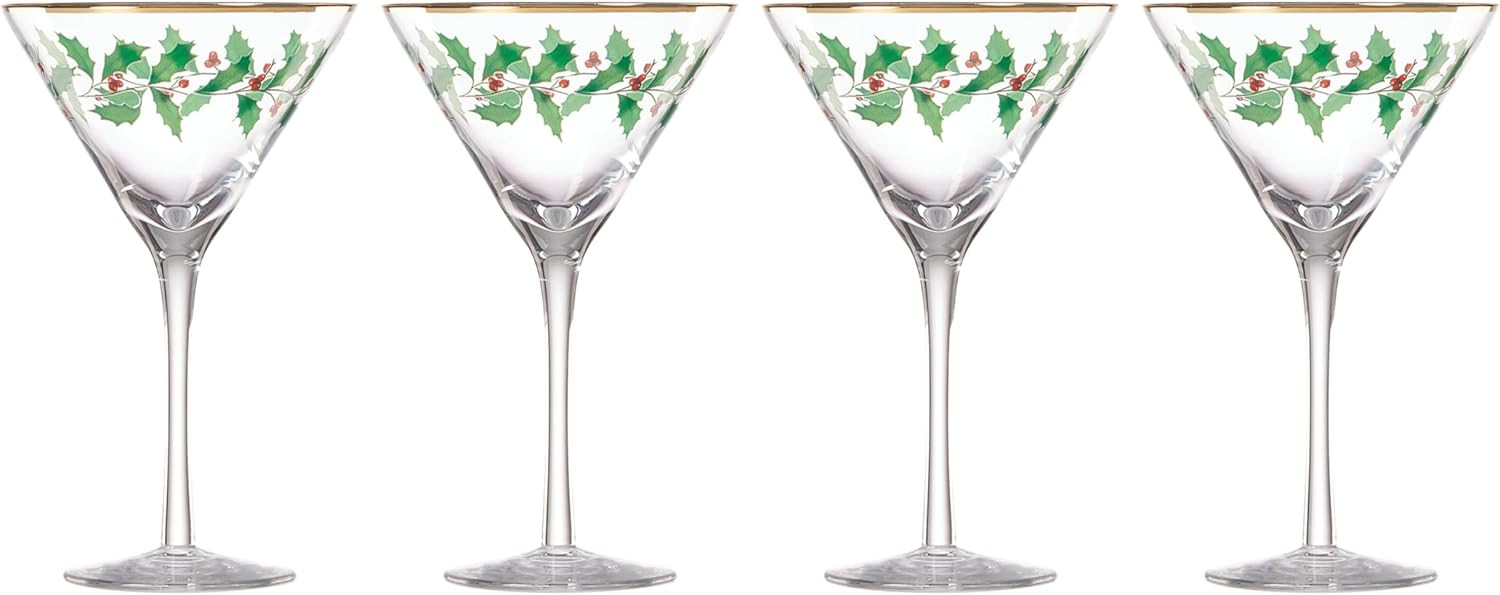 Lenox 893570 Holiday Decal 4-Piece Martini Glass Set, Christmas Dinnerware, Hosting | Amazon (US)