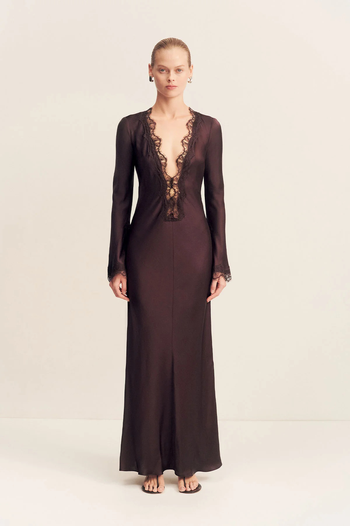 Allegra Lace Plunged Maxi Dress | Espresso | Dresses | Shona Joy | Shona Joy