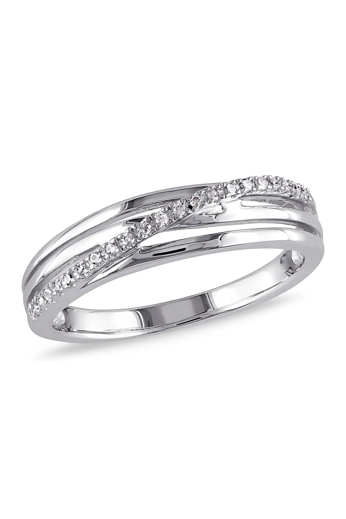 DELMAR Sterling Silver Wrapped Diamond Row Ring - 0.06 ctw at Nordstrom Rack, Size 8 | Nordstrom Rack