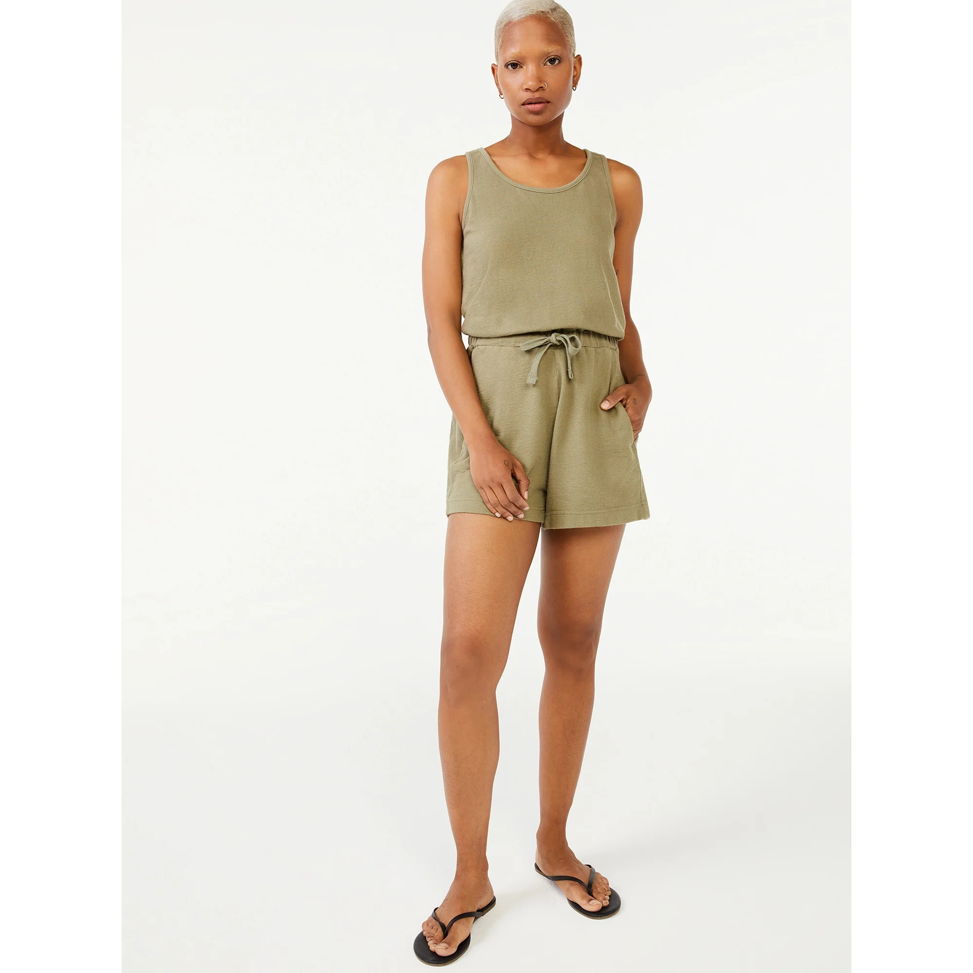 Free Assembly Women's Scoop Neck Romper | Walmart (US)
