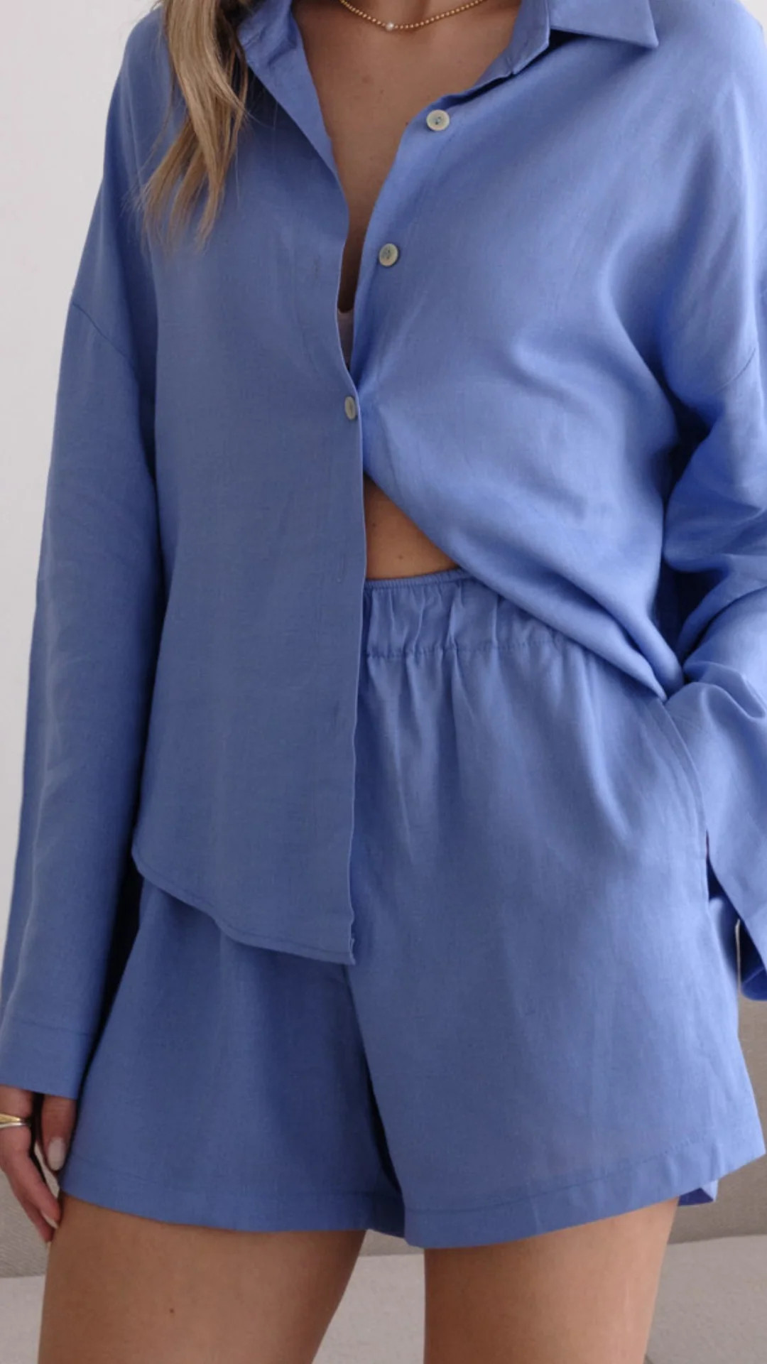 AMAYA LINEN SHORTS - LAPIS BLUE | Charli