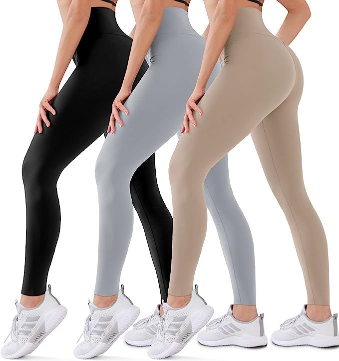 Amazon.com: Hmuuo 3 Pack Leggings for Women Butt Lift High Waisted Tummy Control No See-Through Y... | Amazon (US)
