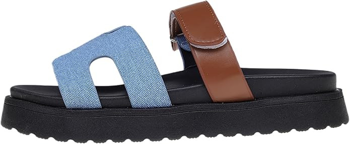 Women's Fashion Slide Sandals Summer Adjustable Strap Open Toe Leather Sandals | Amazon (US)